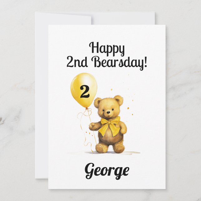 Personalised Happy 2nd Birthday Congratulations Card (Front)