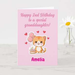 Personalised Happy 2nd Birthday Granddaughter Card