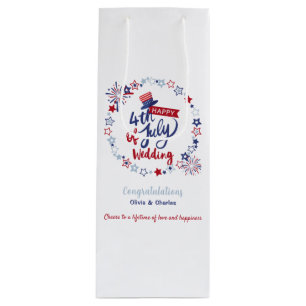 Personalised Happy 4th of July Wedding Cheers Wine Gift Bag