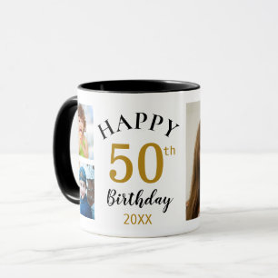 Personalised Happy 50th Birthday 5 Photo Collage Mug