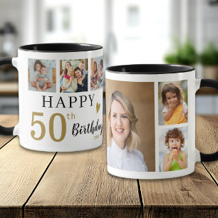 Personalised Happy 50th Birthday 6 Photo Collage Mug