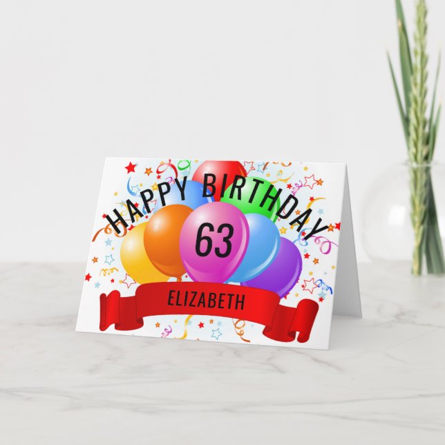 Personalised Happy 63rd Birthday  Card (Front)
