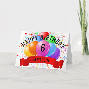 Personalised Happy 6th Birthday Card