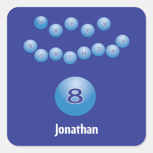 Personalised Happy 8th Birthday Bouncing Balls Square Sticker