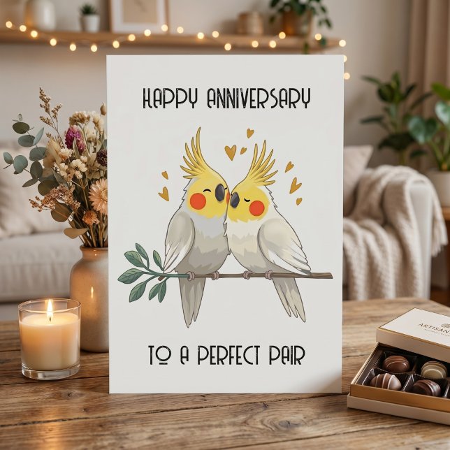 Personalised Happy Anniversary Bird Lovers Card (Happy Anniversary Card custom text)
