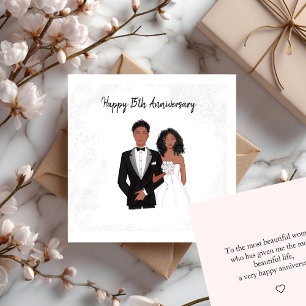 Personalised, Happy Anniversary, black couple, Card