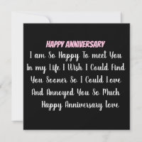 Personalised Happy Anniversary Thanks You Card's.