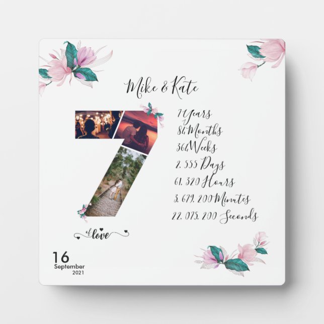 Personalised Happy Anniversary With Photo collage Plaque (Front)