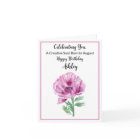 Personalised Happy August Birthday Purple Poppy