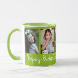 Personalised Happy Birthday 5 Photo Collage Blue   Mug<br><div class="desc">Unique keepsake mug gift for grandparents birthday with happy birthday typography and 5 photos of grandchildren with their names.</div>