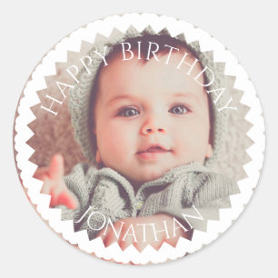 Personalised Happy Birthday add your photo Classic Round Sticker