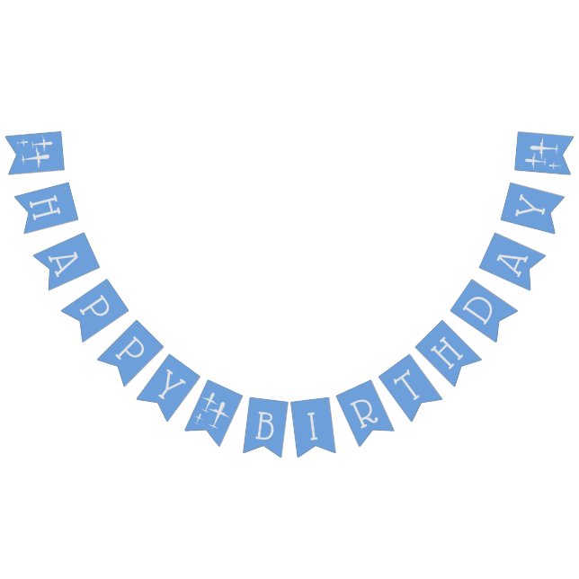 Personalised Happy Birthday Aeroplanes Blue Decor Bunting (All)
