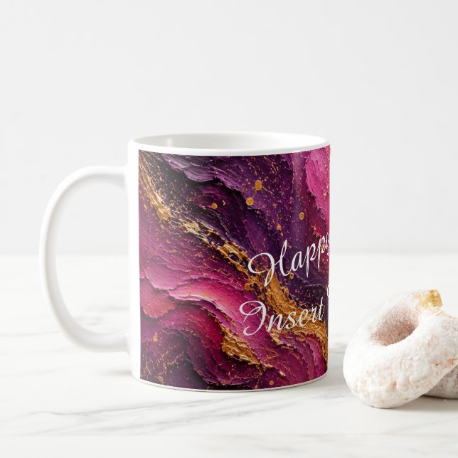 Personalised Happy Birthday August Gladiolus Mug (With Donut)