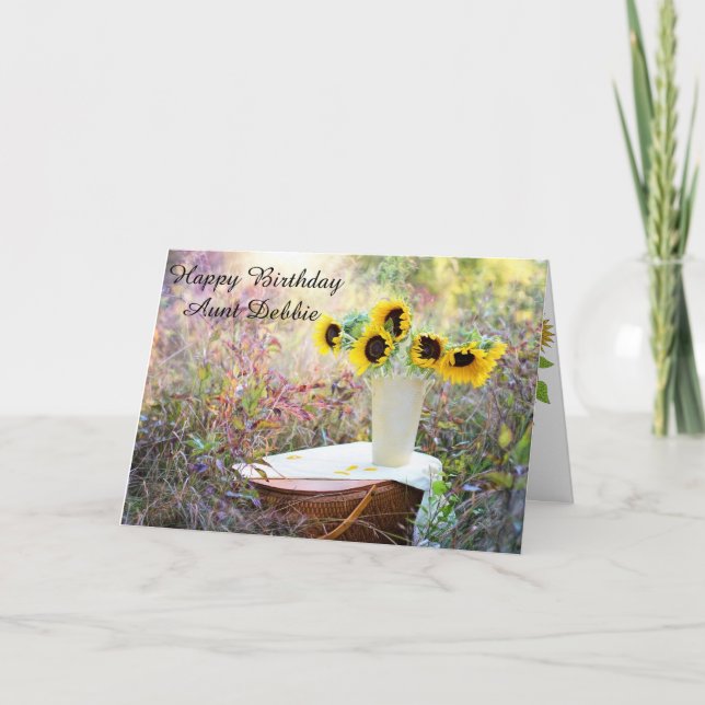 Personalised Happy Birthday Aunt Sunflower Card (Front)
