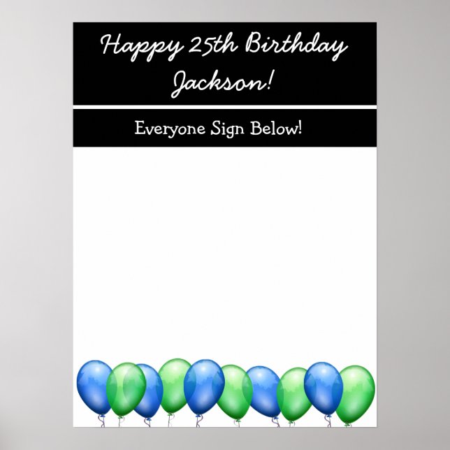 Personalised Happy Birthday Autographs Poster (Front)