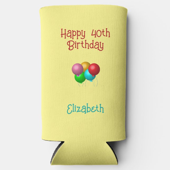 Personalised Happy Birthday Balloons  Seltzer Can Cooler (Front)