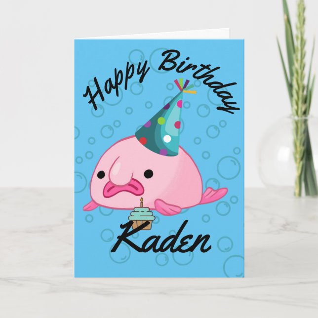 Personalised Happy Birthday Blobfish   Card (Front)