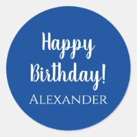 Personalised Happy Birthday Blue Gift Label