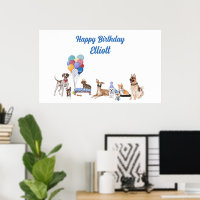 Personalised Happy Birthday Canine Dog Breeds 