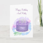 Personalised Happy Birthday Card for Aunt<br><div class="desc">This card says Happy Birthday Aunti,  but you can change the text to say whoever you want. Pretty purple and pink watercolor cake birthday card.</div>