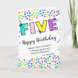 Personalised Happy Birthday Card Girl Age 5