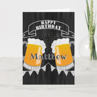 Personalised Happy Birthday Chalkboard Beer Glass Card