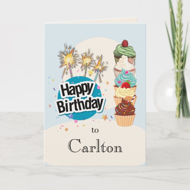 Personalised Happy Birthday Cupcake Card (Front)