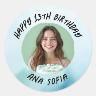 Personalised Happy Birthday Custom Name Any Age Classic Round Sticker