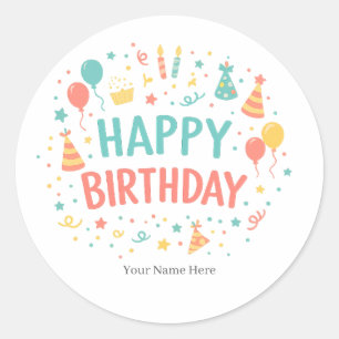 Personalised Happy Birthday Custom Party Stickers