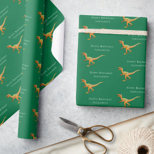 Personalised Happy Birthday Dinosaur Wrapping Paper