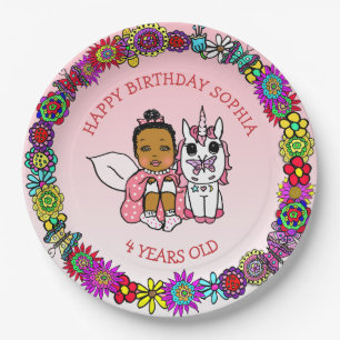 Personalised Happy Birthday Fairy and Unicorn Paper Plate