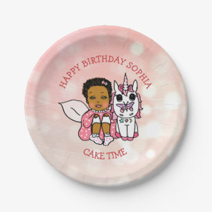 Personalised Happy Birthday Fairy and Unicorn Paper Plate