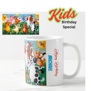 Personalised Happy Birthday Farm Animals Kids Mug