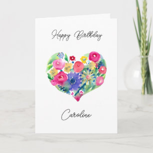 Personalised Happy Birthday Floral Wreath  Card