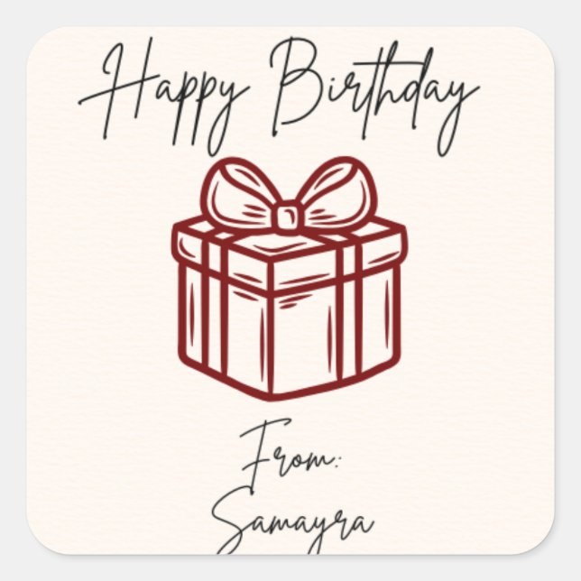 Personalised Happy Birthday Gift Sticker (Front)