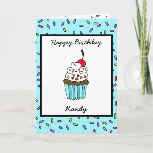 Personalised Happy Birthday Hand drawn Whimsical  Card