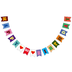 Personalised HAPPY BIRTHDAY HEARTS + your age 2 Bunting