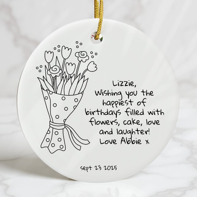 Personalised Happy Birthday Keepsake Ceramic Tree Decoration (Creator Uploaded)