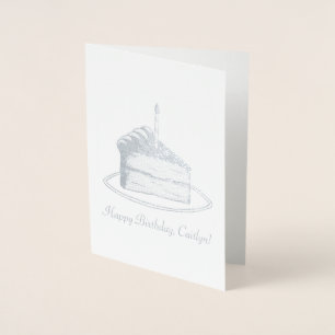 Personalised Happy Birthday Layer Cake Slice Foil Card