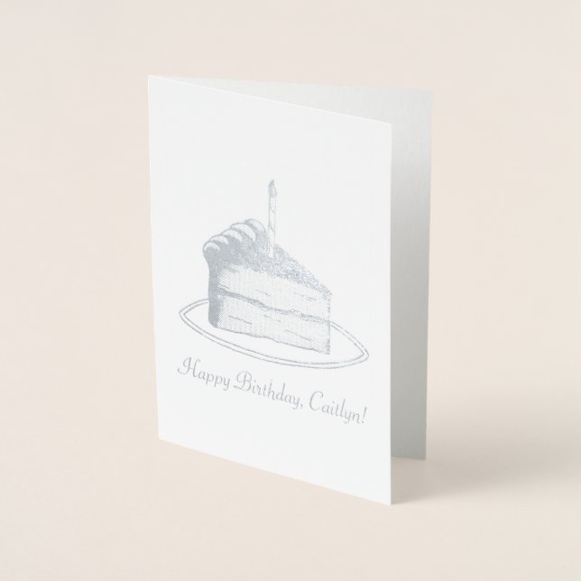 Personalised Happy Birthday Layer Cake Slice Foil Card (Front)