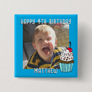 Personalised Happy Birthday Name and Age 15 Cm Square Badge