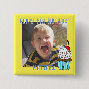 Personalised Happy Birthday Name and Age 15 Cm Square Badge
