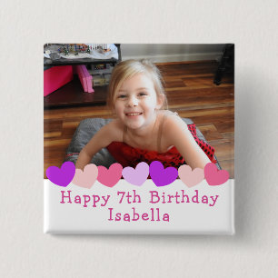 Personalised Happy Birthday Name and Age   15 Cm Square Badge