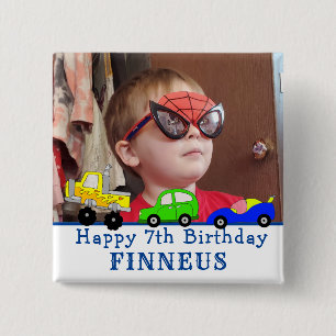 Personalised Happy Birthday Name and Age    15 Cm Square Badge