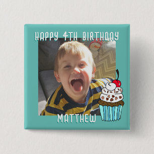 Personalised Happy Birthday Name and Age 15 Cm Square Badge
