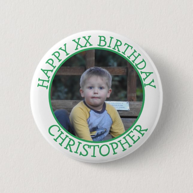 Personalised Happy Birthday Name and Age  6 Cm Round Badge (Front)