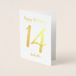 Personalised Happy Birthday Name and Age Gold Foil Card