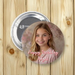 Personalised Happy Birthday Name and Photo 6 Cm Round Badge<br><div class="desc">Personalise this birthday button by adding your child's picture and name to this Happy Birthday button in the customise area.</div>