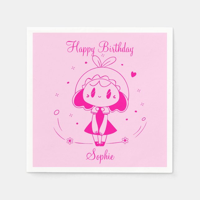 Personalised Happy Birthday  Napkin (Front)
