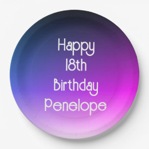 Personalised Happy Birthday Ombre Purple Paper Plate
